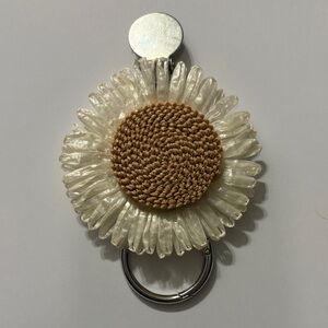 Sunflower Keychain clip with Cream and Tan Accents